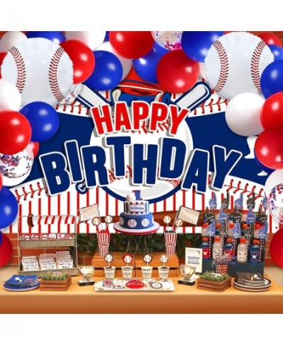 43Pcs Baseball Birthday Party Decorations Large Baseball Happy Birthday Banner and 42Pcs Baseball Party Balloons Garland Kit ...