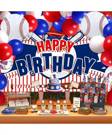 43Pcs Baseball Birthday Party Decorations Large Baseball Happy Birthday Banner and 42Pcs Baseball Party Balloons Garland Kit ...