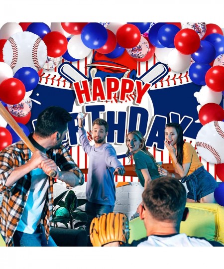 43Pcs Baseball Birthday Party Decorations Large Baseball Happy Birthday Banner and 42Pcs Baseball Party Balloons Garland Kit ...