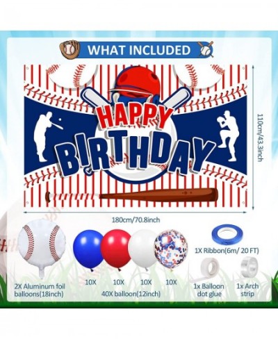 43Pcs Baseball Birthday Party Decorations Large Baseball Happy Birthday Banner and 42Pcs Baseball Party Balloons Garland Kit ...