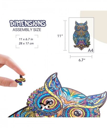 Wooden Puzzle for Adults Strong and Durable Brasswood Jigsaw Puzzles Unique Shaped Owl Puzzle 11x6.7 Inches $32.86 - 3-D Puzzles