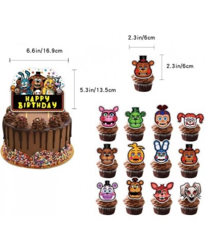 Birthday Party Supplies Five Nights at Freddy Includes Banner Tablecloth Cake Topper - 24 Cupcake Toppers - 20 Balloons $27.6...