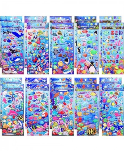 1000 Pieces 20 Sheets Puffy Ocean Stickers Foam Bubble Ocean Animal Stickers 3D Sea Animal Stickers Decals for Water Bottle L...