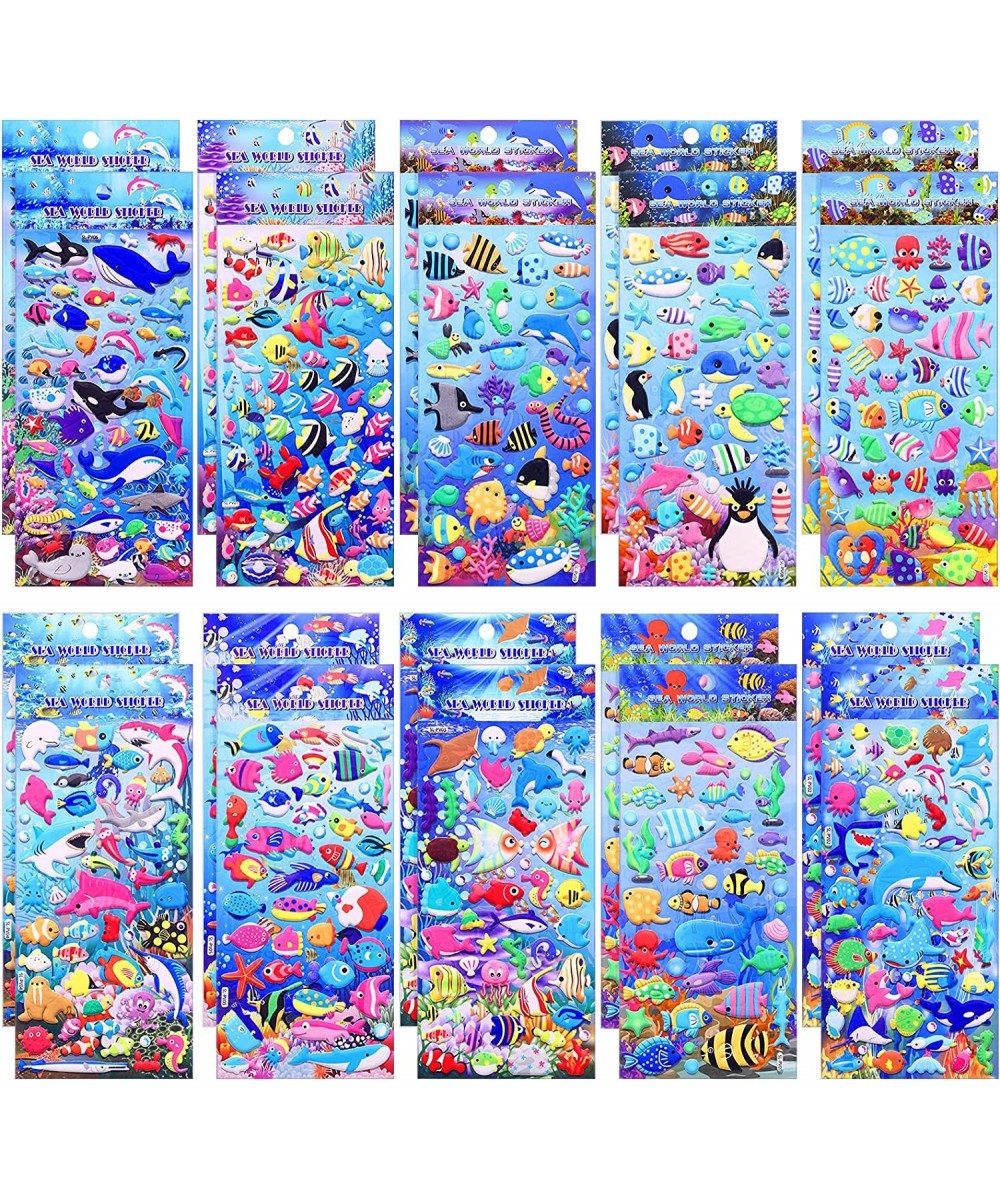 1000 Pieces 20 Sheets Puffy Ocean Stickers Foam Bubble Ocean Animal Stickers 3D Sea Animal Stickers Decals for Water Bottle L...