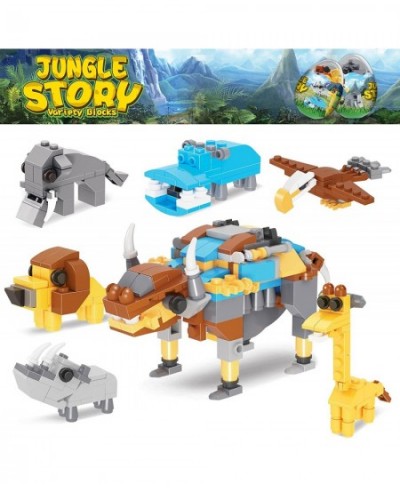 12PCS Animal Building Blocks Toy Set Jungle Animal Building Block Pre-Filled Eggs Toys Party Favors for Kids Classroom Prize ...