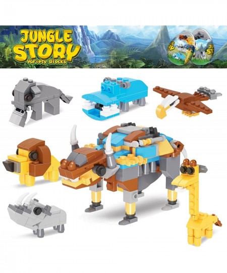 12PCS Animal Building Blocks Toy Set Jungle Animal Building Block Pre-Filled Eggs Toys Party Favors for Kids Classroom Prize ...