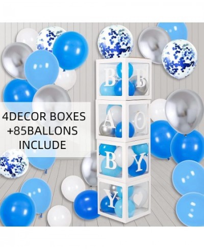 Baby Shower Decorations for Boy Blue Baby Party Decor Kit with Balloons Boxes Blue Balloon Garland Backdrop Banner and Tablec...