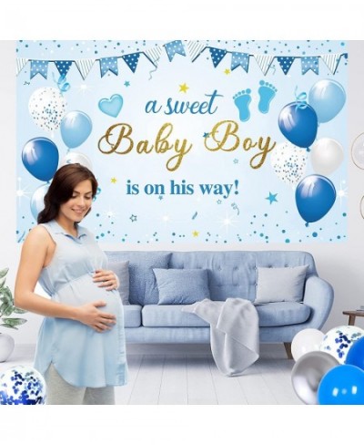 Baby Shower Decorations for Boy Blue Baby Party Decor Kit with Balloons Boxes Blue Balloon Garland Backdrop Banner and Tablec...