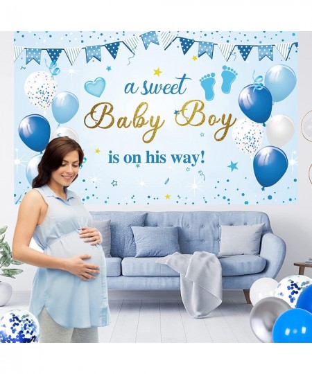 Baby Shower Decorations for Boy Blue Baby Party Decor Kit with Balloons Boxes Blue Balloon Garland Backdrop Banner and Tablec...