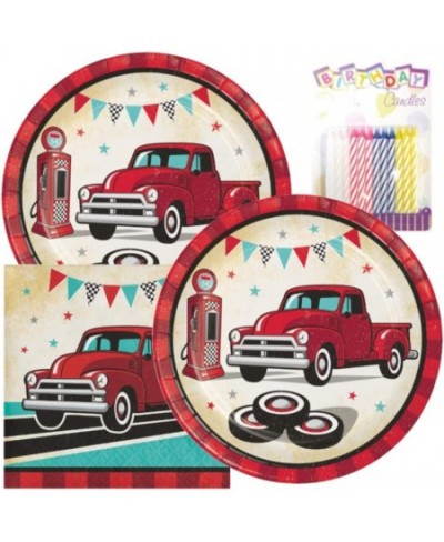 Vintage Red Truck Birthday Party Pack – Includes 7” Paper Plates & Beverage Napkins Plus 24 Birthday Candles – Serves 16 $26....