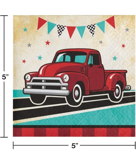 Vintage Red Truck Birthday Party Pack – Includes 7” Paper Plates & Beverage Napkins Plus 24 Birthday Candles – Serves 16 $26....