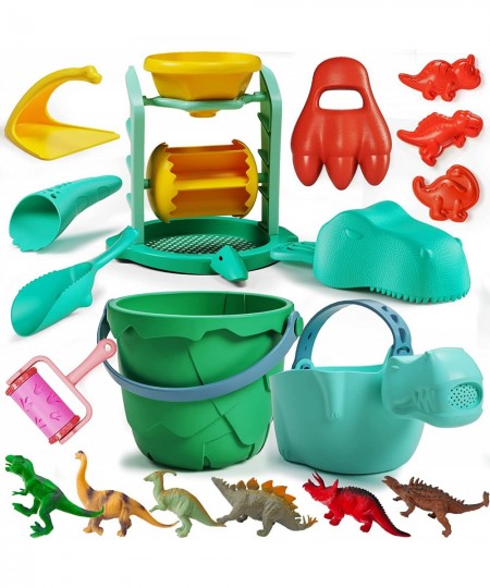 Dinosaur Sand Toys Beach Toys Kit: Include Bucket and Shovel Beach Mesh Bag Sand Water Tunnel Dinosaur Beach Molds and 6 Dino...