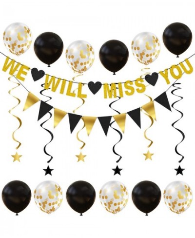 We Will Miss You Decorations Gold Glitter We Will Miss You Banner Triangle Flag Garland Star Hanging Swirls and Balloons for ...