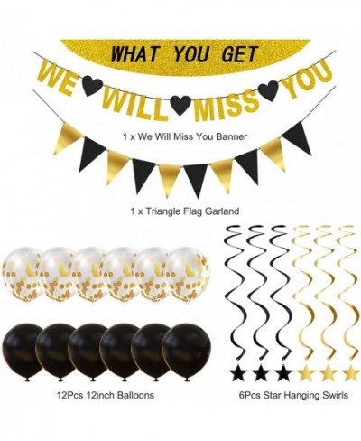 We Will Miss You Decorations Gold Glitter We Will Miss You Banner Triangle Flag Garland Star Hanging Swirls and Balloons for ...