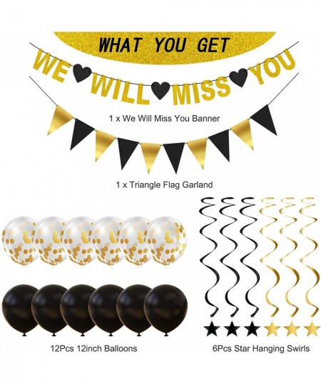 We Will Miss You Decorations Gold Glitter We Will Miss You Banner Triangle Flag Garland Star Hanging Swirls and Balloons for ...