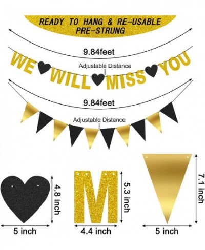 We Will Miss You Decorations Gold Glitter We Will Miss You Banner Triangle Flag Garland Star Hanging Swirls and Balloons for ...