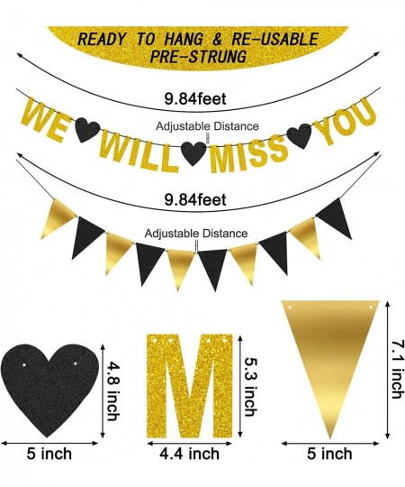 We Will Miss You Decorations Gold Glitter We Will Miss You Banner Triangle Flag Garland Star Hanging Swirls and Balloons for ...