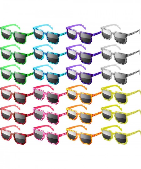 24 Pack Pixel Sunglasses Miner Party Favors Pixel Glasses for Kids Adults Gamer Robot Pixelated Sunglasses Birthday Party Sup...