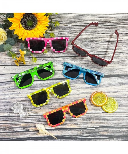 24 Pack Pixel Sunglasses Miner Party Favors Pixel Glasses for Kids Adults Gamer Robot Pixelated Sunglasses Birthday Party Sup...