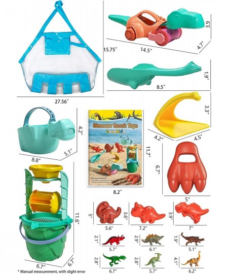 Dinosaur Sand Toys Beach Toys Kit: Include Bucket and Shovel Beach Mesh Bag Sand Water Tunnel Dinosaur Beach Molds and 6 Dino...