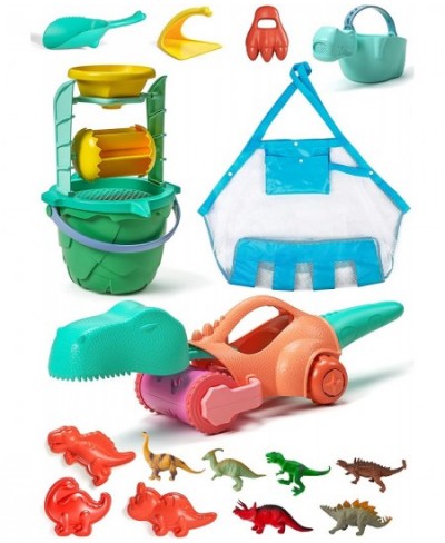 Dinosaur Sand Toys Beach Toys Kit: Include Bucket and Shovel Beach Mesh Bag Sand Water Tunnel Dinosaur Beach Molds and 6 Dino...