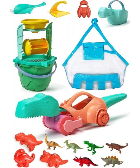 Dinosaur Sand Toys Beach Toys Kit: Include Bucket and Shovel Beach Mesh Bag Sand Water Tunnel Dinosaur Beach Molds and 6 Dino...