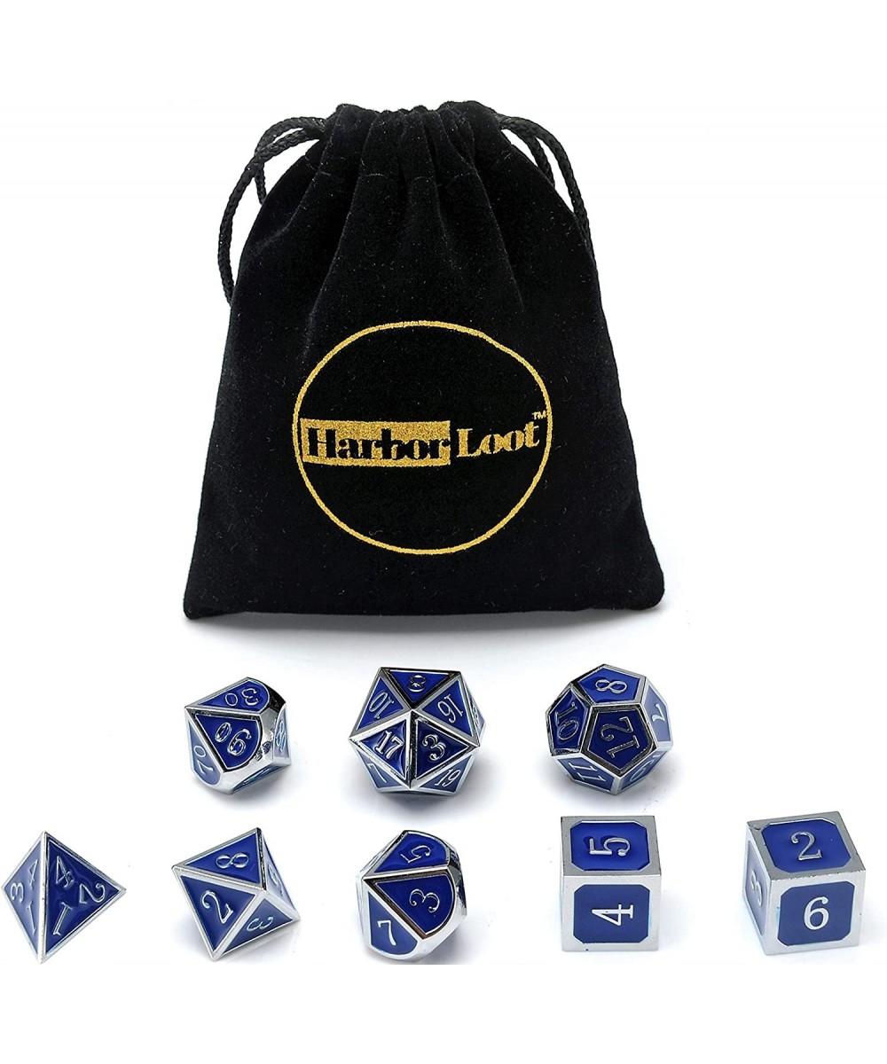 Full Metal Dice Set Plus Extra D6 Total Eight Dice Metal Polyhedral Dice Set (Blue & Silver) $50.36 - Game Accessories