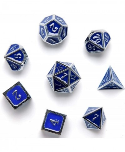 Full Metal Dice Set Plus Extra D6 Total Eight Dice Metal Polyhedral Dice Set (Blue & Silver) $50.36 - Game Accessories