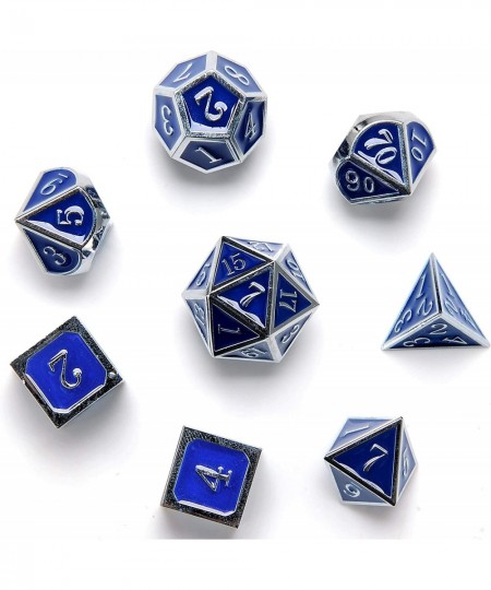 Full Metal Dice Set Plus Extra D6 Total Eight Dice Metal Polyhedral Dice Set (Blue & Silver) $50.36 - Game Accessories