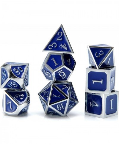 Full Metal Dice Set Plus Extra D6 Total Eight Dice Metal Polyhedral Dice Set (Blue & Silver) $50.36 - Game Accessories