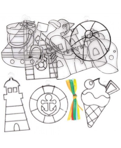 FE308 Seaside Suncatcher Craft - Pack of 10 Stained Glass Effect for Kids to Decorate and Display for Arts and Craft Activiti...