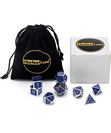 Full Metal Dice Set Plus Extra D6 Total Eight Dice Metal Polyhedral Dice Set (Blue & Silver) $50.36 - Game Accessories