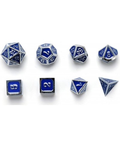 Full Metal Dice Set Plus Extra D6 Total Eight Dice Metal Polyhedral Dice Set (Blue & Silver) $50.36 - Game Accessories