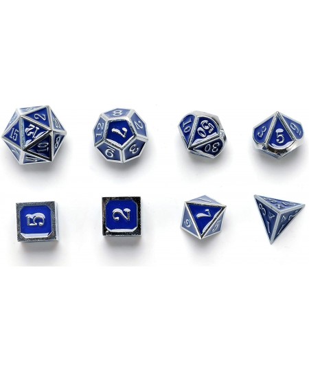 Full Metal Dice Set Plus Extra D6 Total Eight Dice Metal Polyhedral Dice Set (Blue & Silver) $50.36 - Game Accessories