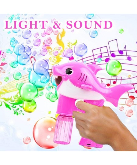 Shark Bubble Gun Blower for Kids Light-Up Bubble Blaster Toy with Easy Refill Bubble Solution Lights and Sound Perfect Bubble...