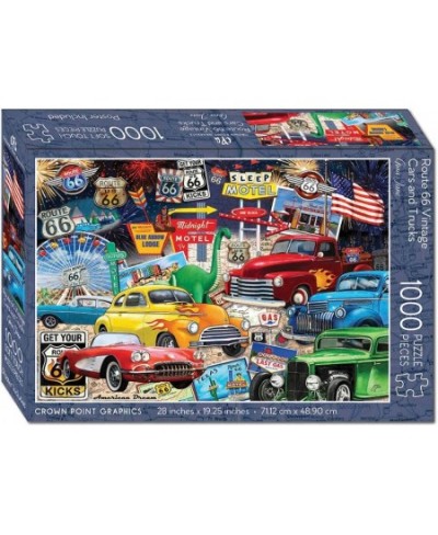 Route 66 Vintage Cars and Trucks Puzzle 1000 Piece Jigsaw Puzzle $34.46 - Jigsaw Puzzles