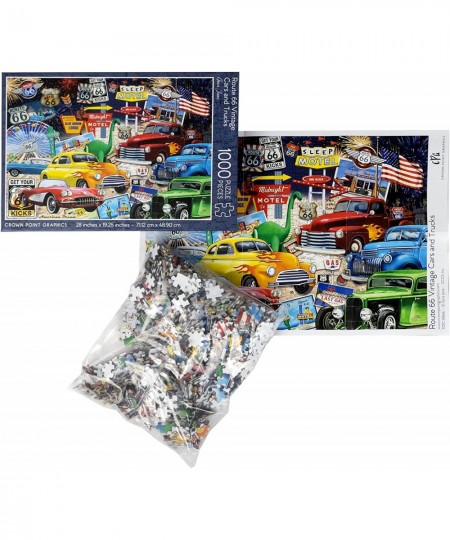 Route 66 Vintage Cars and Trucks Puzzle 1000 Piece Jigsaw Puzzle $34.46 - Jigsaw Puzzles