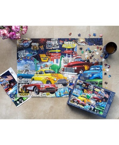 Route 66 Vintage Cars and Trucks Puzzle 1000 Piece Jigsaw Puzzle $34.46 - Jigsaw Puzzles