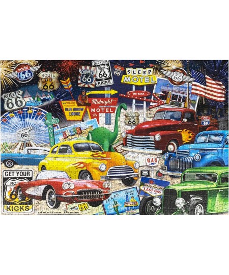 Route 66 Vintage Cars and Trucks Puzzle 1000 Piece Jigsaw Puzzle $34.46 - Jigsaw Puzzles