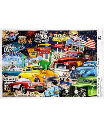 Route 66 Vintage Cars and Trucks Puzzle 1000 Piece Jigsaw Puzzle $34.46 - Jigsaw Puzzles