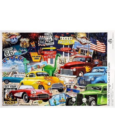 Route 66 Vintage Cars and Trucks Puzzle 1000 Piece Jigsaw Puzzle $34.46 - Jigsaw Puzzles