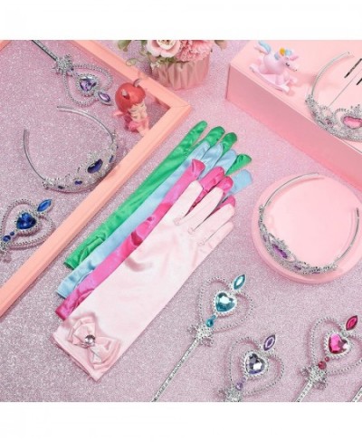 21 Pcs Princess Dress up Party Accessories Including Princess Gloves Tiara Magic Wand Dress up Tiara Crown Costume Gloves Elb...