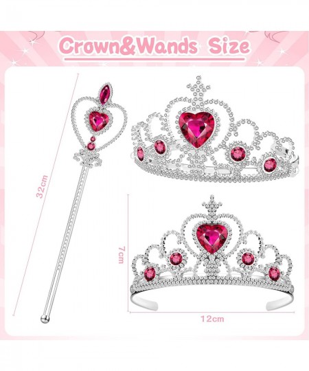 21 Pcs Princess Dress up Party Accessories Including Princess Gloves Tiara Magic Wand Dress up Tiara Crown Costume Gloves Elb...