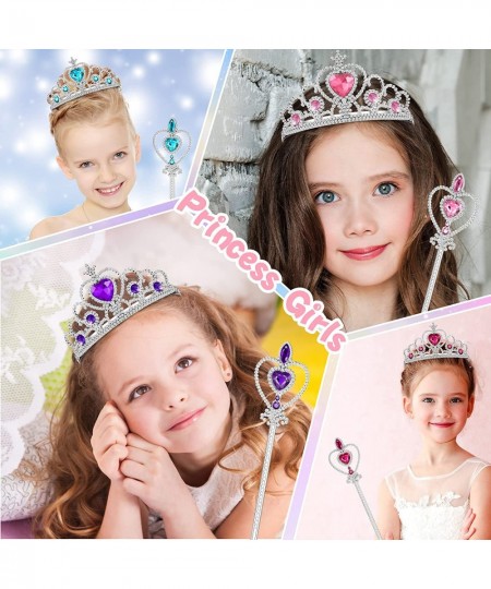 21 Pcs Princess Dress up Party Accessories Including Princess Gloves Tiara Magic Wand Dress up Tiara Crown Costume Gloves Elb...