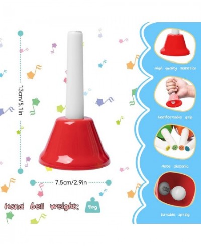 Hand Bells for Kids 8 Note Musical Handbells Set with 10 Songbook & 9 Music Notes Cards for Toddlers Children Musical Learnin...