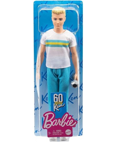 Ken 60th Anniversary Doll 2 in Throwback Workout Look with T-Shirt Athleisure Pants Sneakers & Hand Weight Kids 3 to 8 Years ...