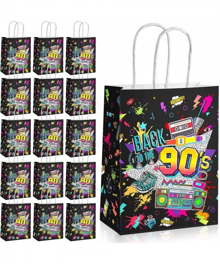 16 Pieces 90s Party Favors Gift Bag 90's Paper Bags with Handles 90s Party Decorations 90s Birthday Themed Paper Goodies Bags...