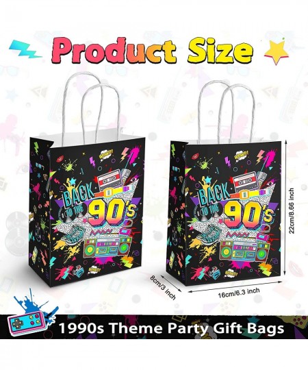 16 Pieces 90s Party Favors Gift Bag 90's Paper Bags with Handles 90s Party Decorations 90s Birthday Themed Paper Goodies Bags...