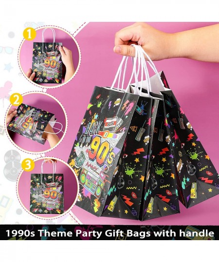 16 Pieces 90s Party Favors Gift Bag 90's Paper Bags with Handles 90s Party Decorations 90s Birthday Themed Paper Goodies Bags...