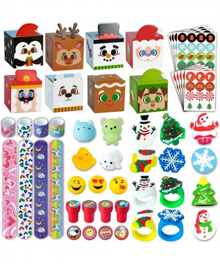 24 Pcs Christmas 3D Character Boxes with Party Favors Cookie Boxes Stickers Stamps Mochi Squishies Xmas Slap Bands Wristband ...